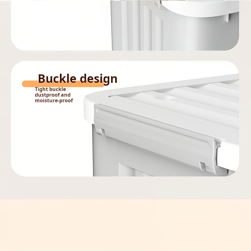 3Pcs Large Stackable Storage Bins With Lid Wheel & Lock Latch Grey Striped Portable Closet Clothes Organizer Box