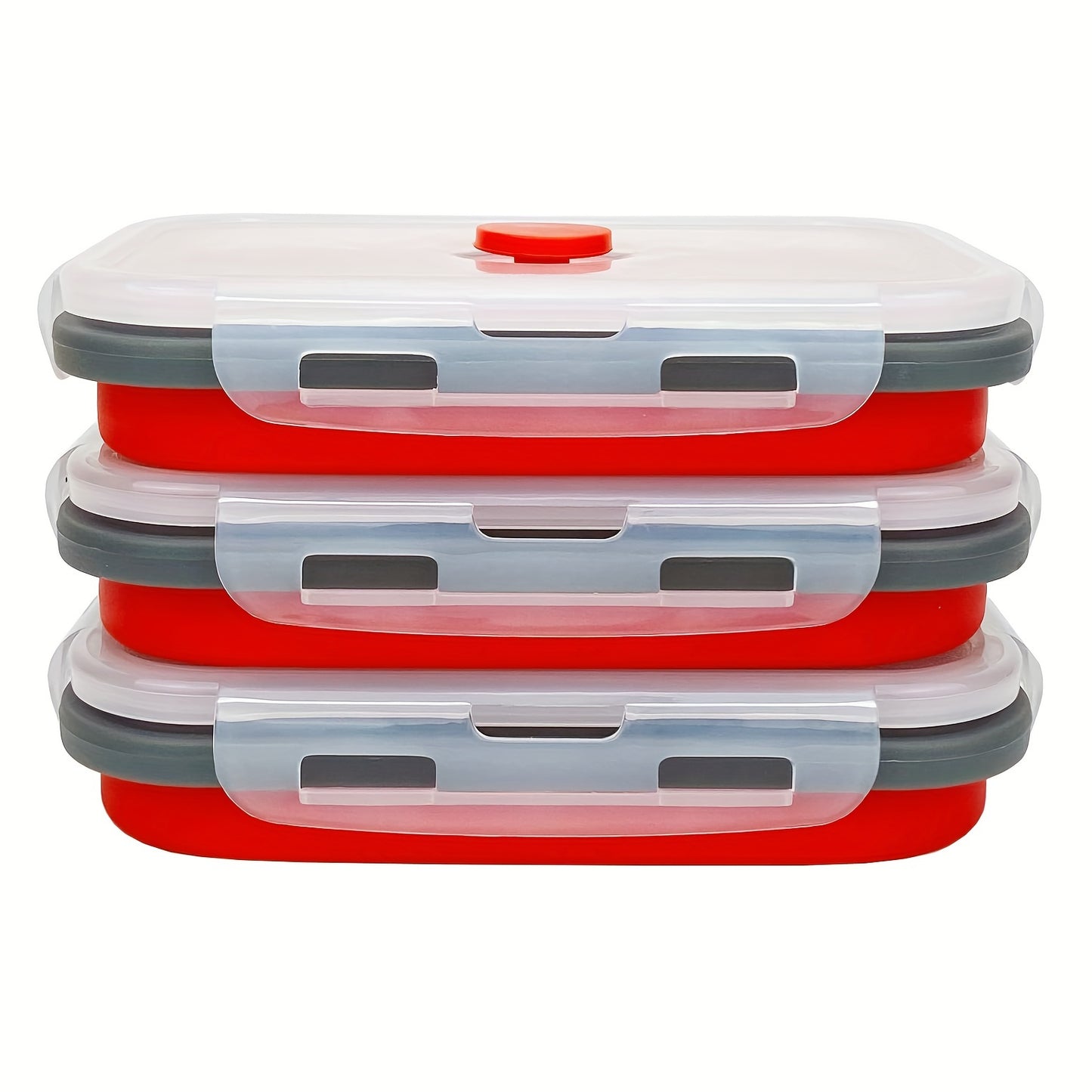 3Pcs Foldable Leak Proof Food Storage Containers Airtight Microwave Freezer Safe 16.91oz Portable Lunch Bento Box
