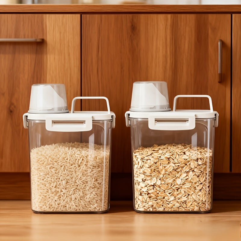 2/3/4 Pack 3Lbs Transparent Rice Storage Container Thickened Plastic Grain Dispenser With Measuring Cup Dry Food Sealed Storage Box
