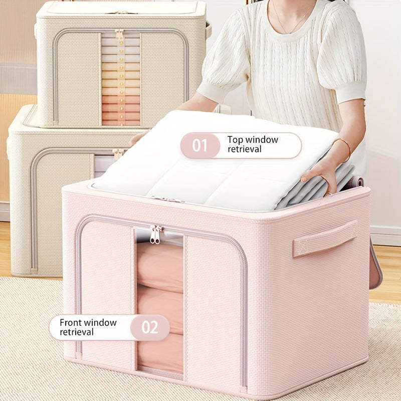 Large Capacity Foldable Storage Box Stackable Clothes Quilt Organizer For Wardrobe Under Bed
