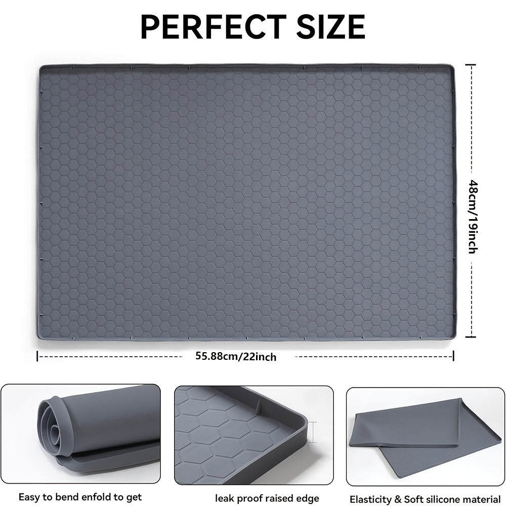 22x19 Inch Silicone Under Sink Mat Waterproof Flexible Cabinet Tray Kitchen Bathroom Laundry Drainage Liner
