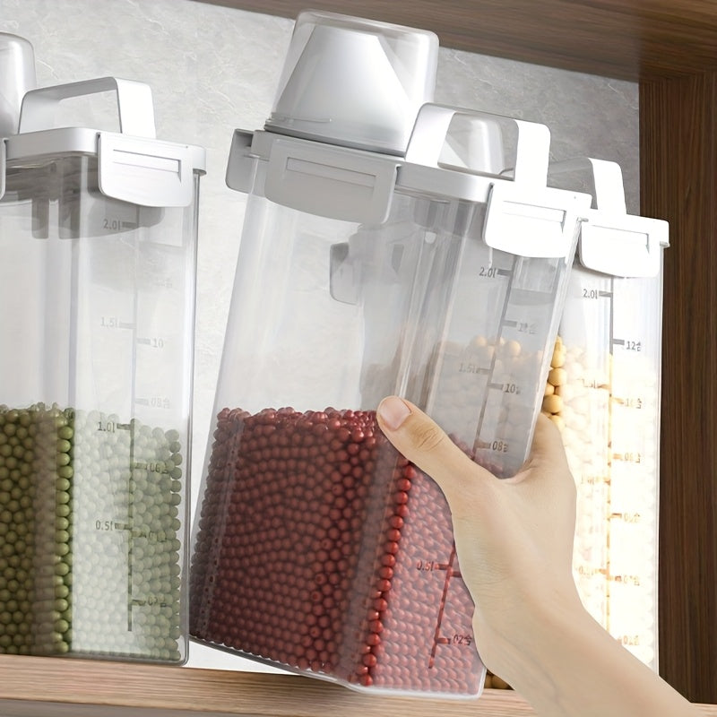 2/3/4 Pack 3Lbs Transparent Rice Storage Container Thickened Plastic Grain Dispenser With Measuring Cup Dry Food Sealed Storage Box
