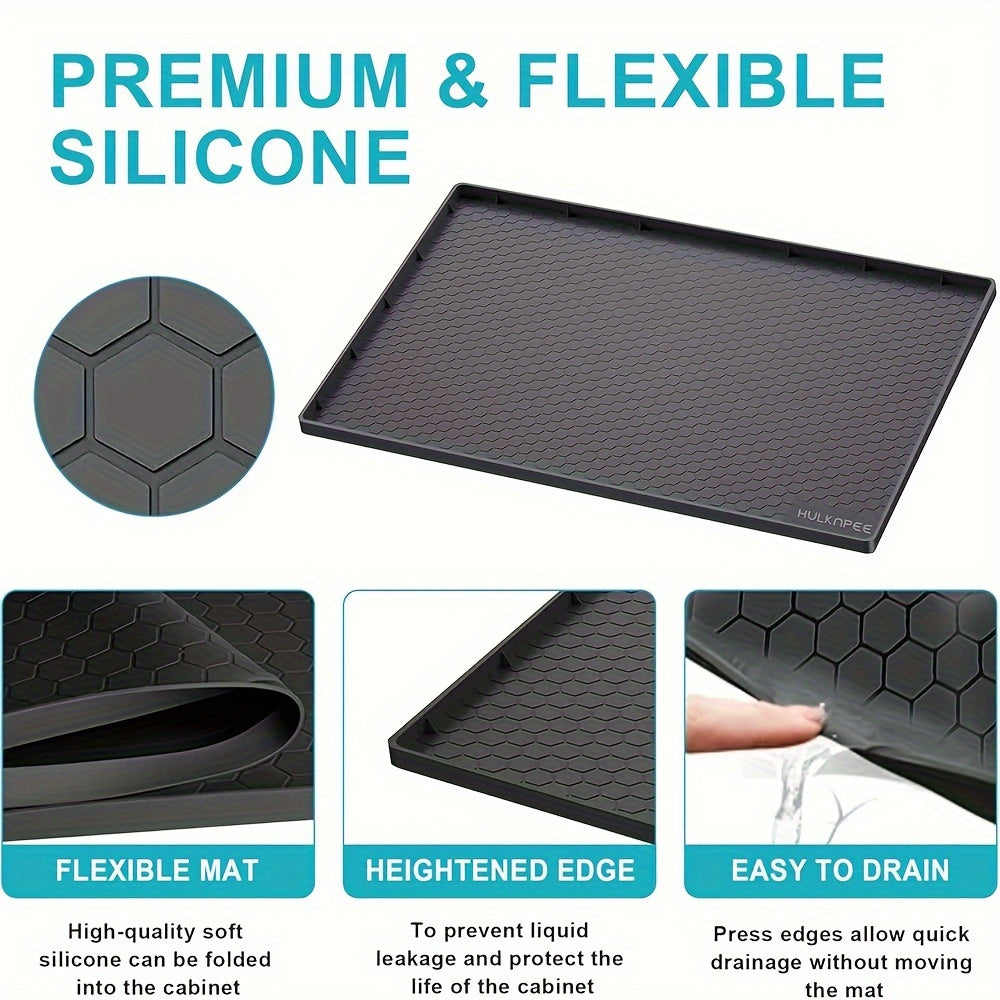 22x19 Inch Silicone Under Sink Mat Waterproof Flexible Cabinet Tray Kitchen Bathroom Laundry Drainage Liner