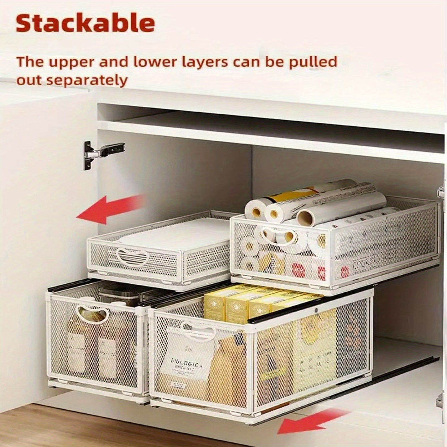 Adhesive Pull Out Cabinet Organizer Sliding Drawer Heavy Duty Kitchen Sink Pantry Storage Shelf