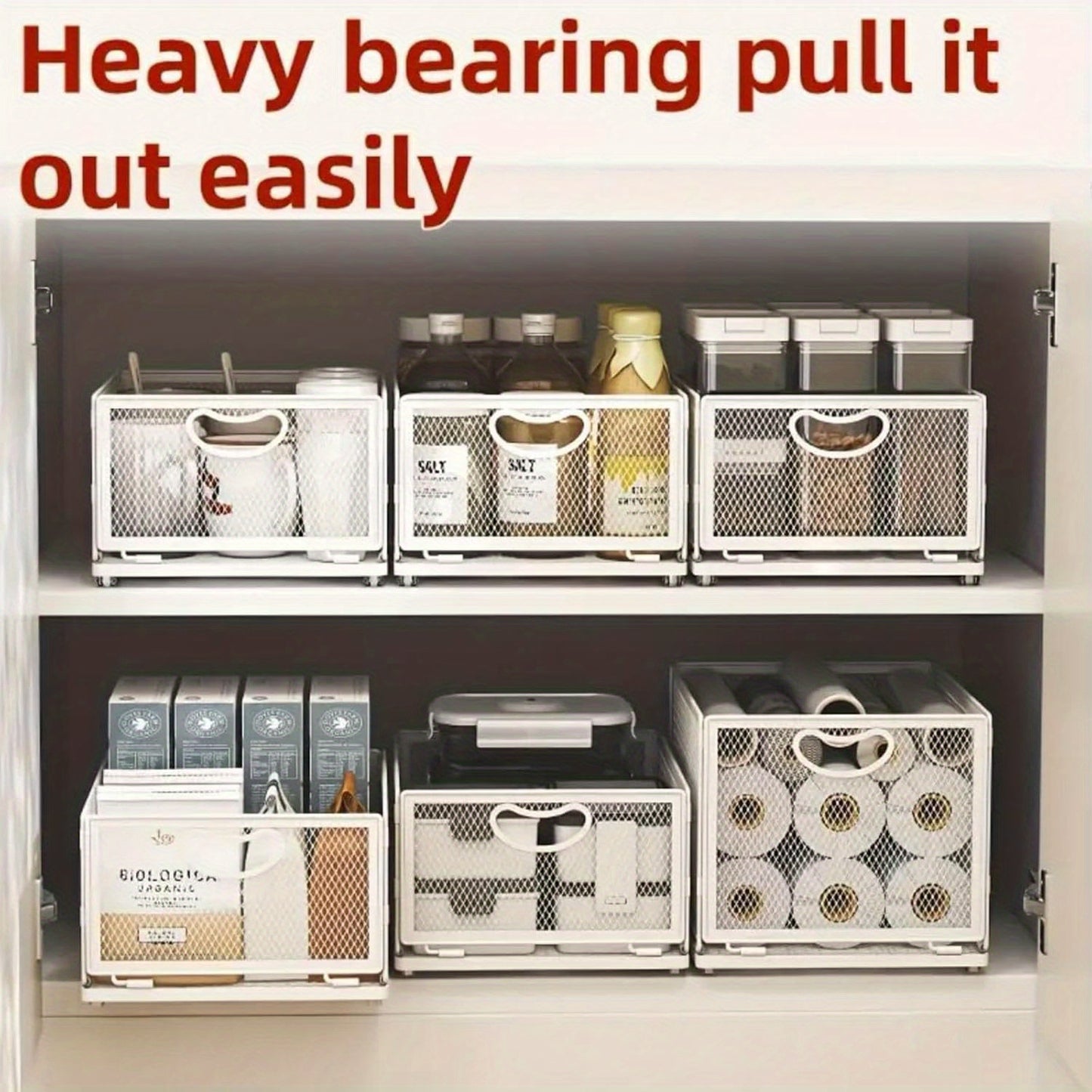 Adhesive Pull Out Cabinet Organizer Sliding Drawer Heavy Duty Kitchen Sink Pantry Storage Shelf