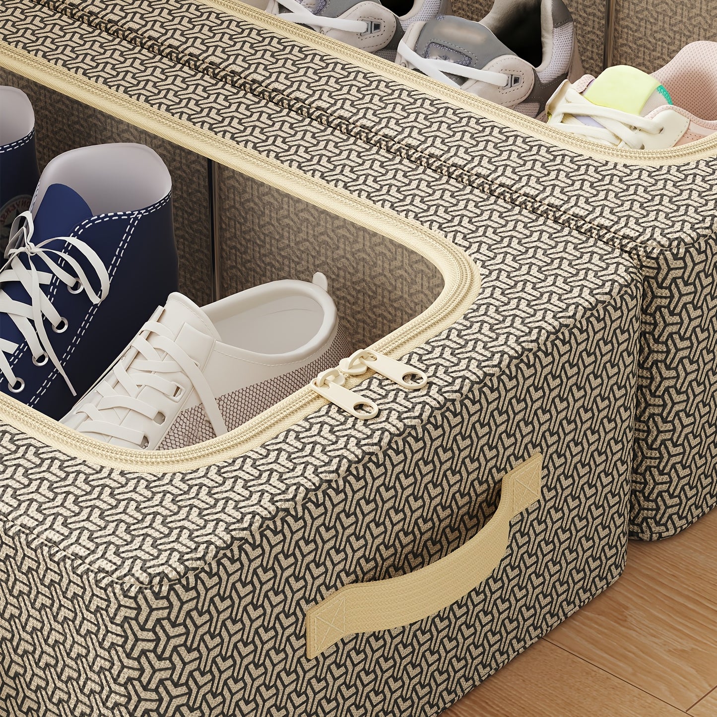 1/2/3 Pack Foldable Under Bed Shoe Storage Box Space Saving Underbed Shoes Organizer For Home Bedroom