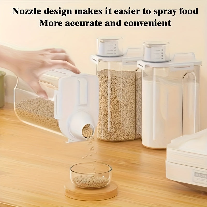 2/3/4 Pack 3Lbs Transparent Rice Storage Container Thickened Plastic Grain Dispenser With Measuring Cup Dry Food Sealed Storage Box