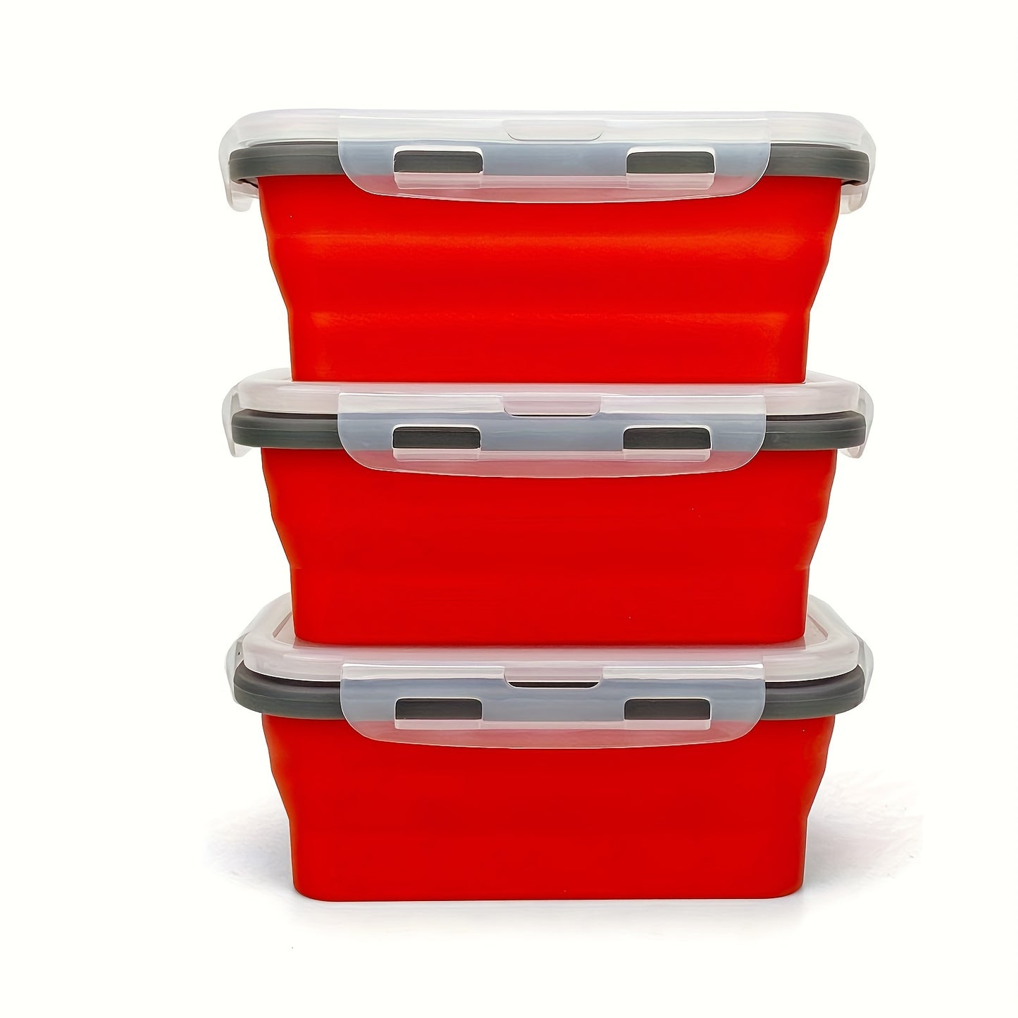 3Pcs Foldable Leak Proof Food Storage Containers Airtight Microwave Freezer Safe 16.91oz Portable Lunch Bento Box