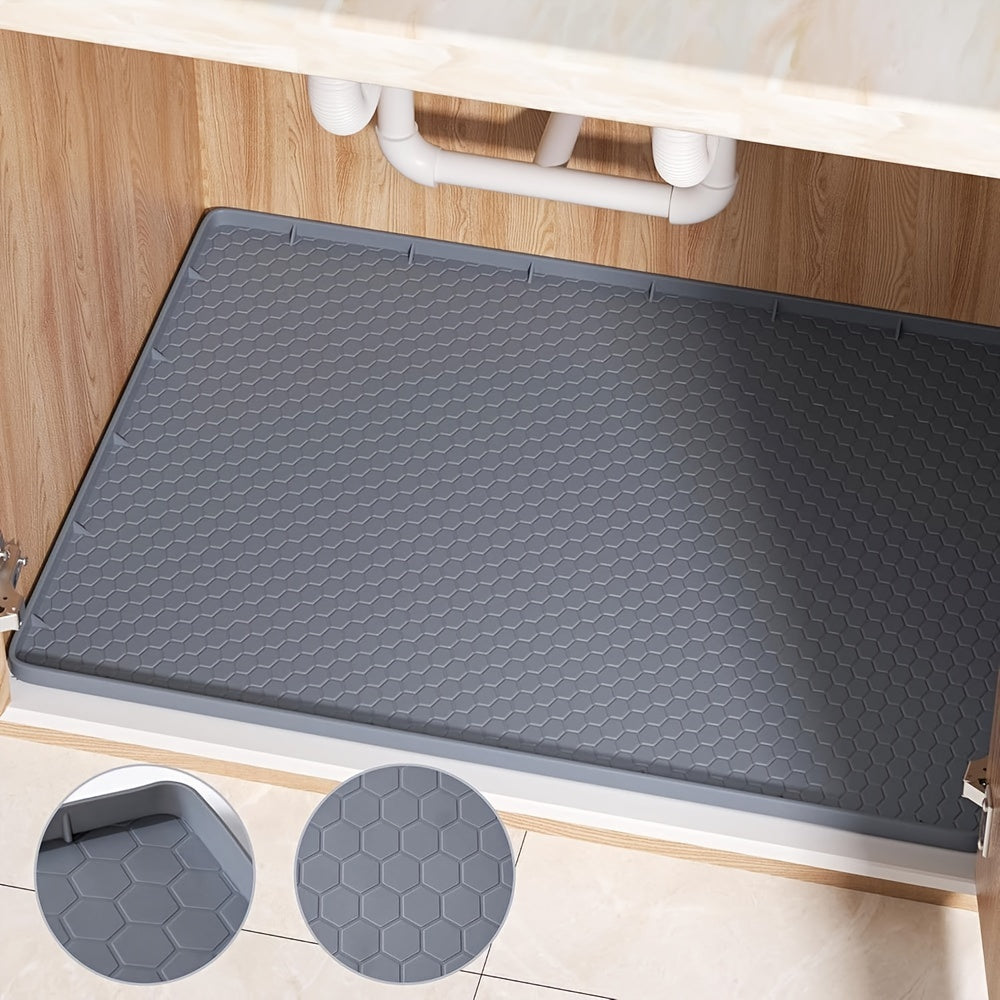 22x19 Inch Silicone Under Sink Mat Waterproof Flexible Cabinet Tray Kitchen Bathroom Laundry Drainage Liner