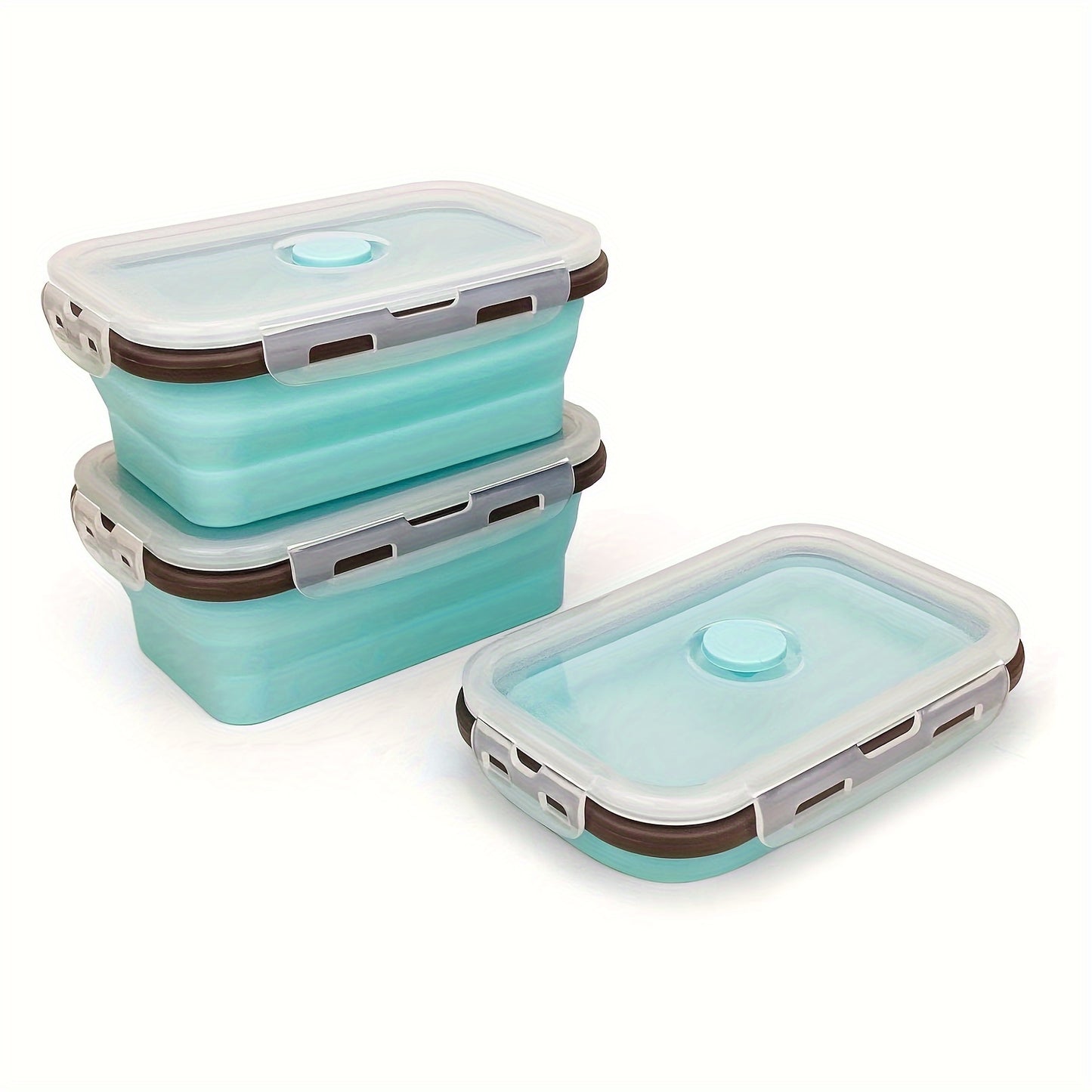 3Pcs Foldable Leak Proof Food Storage Containers Airtight Microwave Freezer Safe 16.91oz Portable Lunch Bento Box