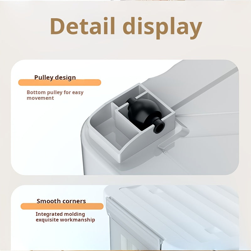 3Pcs Large Stackable Storage Bins With Lid Wheel & Lock Latch Grey Striped Portable Closet Clothes Organizer Box