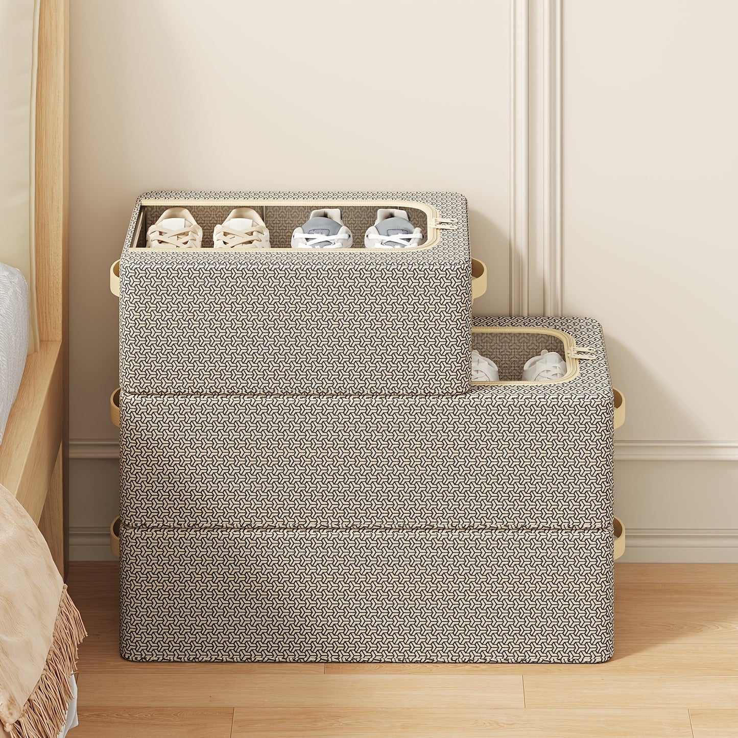 1/2/3 Pack Foldable Under Bed Shoe Storage Box Space Saving Underbed Shoes Organizer For Home Bedroom