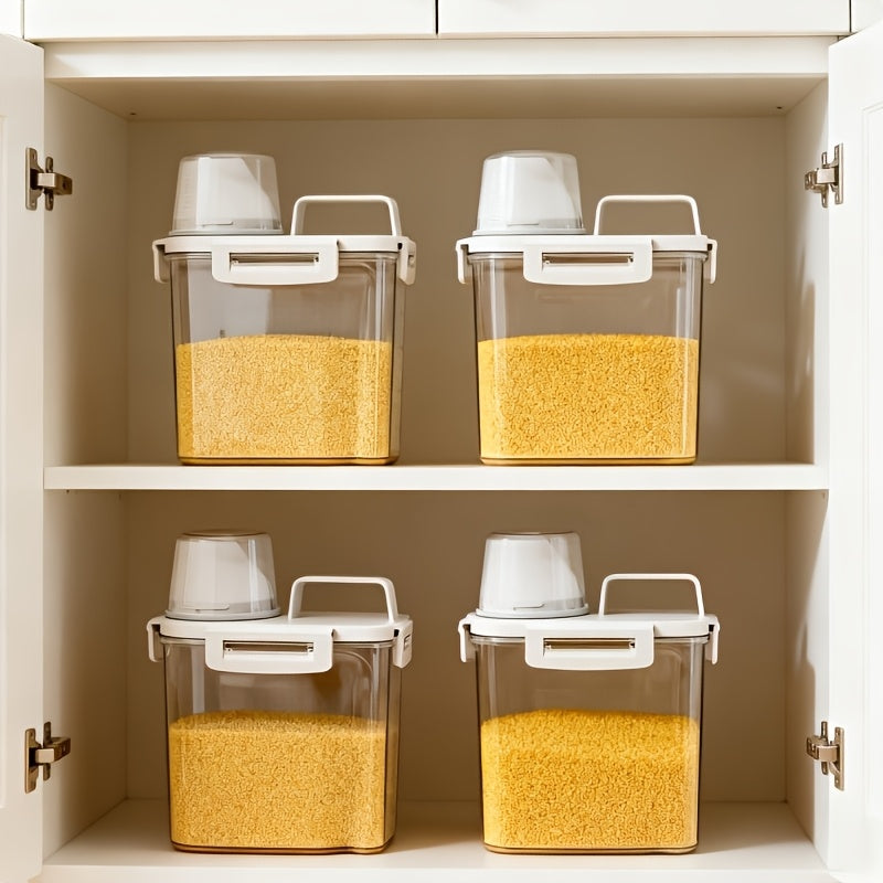 2/3/4 Pack 3Lbs Transparent Rice Storage Container Thickened Plastic Grain Dispenser With Measuring Cup Dry Food Sealed Storage Box