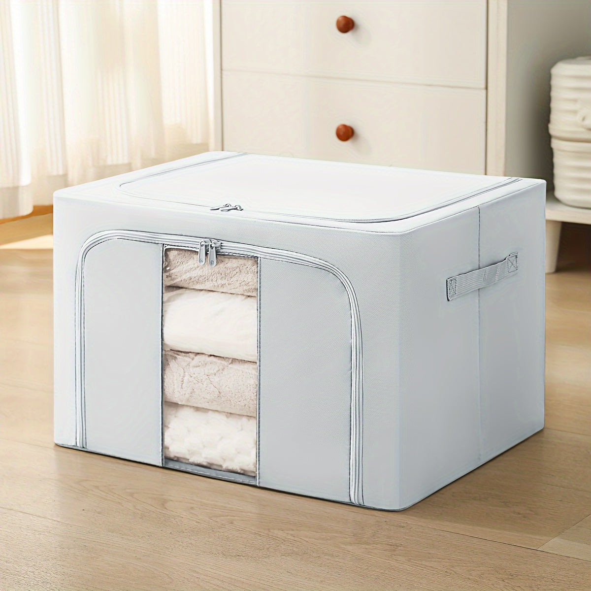 Large Capacity Foldable Storage Box Stackable Clothes Quilt Organizer For Wardrobe Under Bed