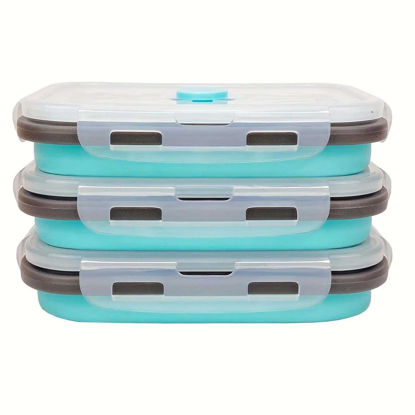 3Pcs Foldable Leak Proof Food Storage Containers Airtight Microwave Freezer Safe 16.91oz Portable Lunch Bento Box