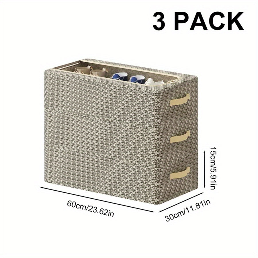 1/2/3 Pack Foldable Under Bed Shoe Storage Box Space Saving Underbed Shoes Organizer For Home Bedroom