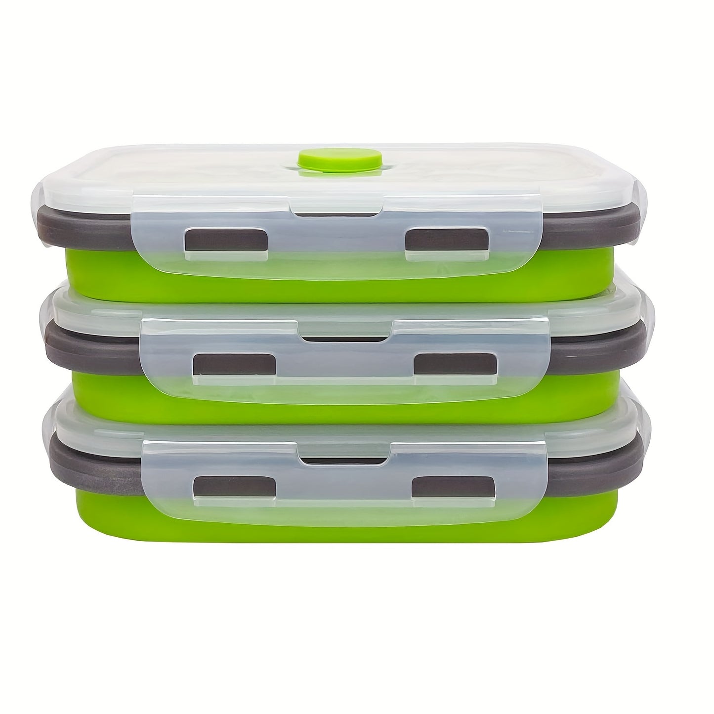 3Pcs Foldable Leak Proof Food Storage Containers Airtight Microwave Freezer Safe 16.91oz Portable Lunch Bento Box