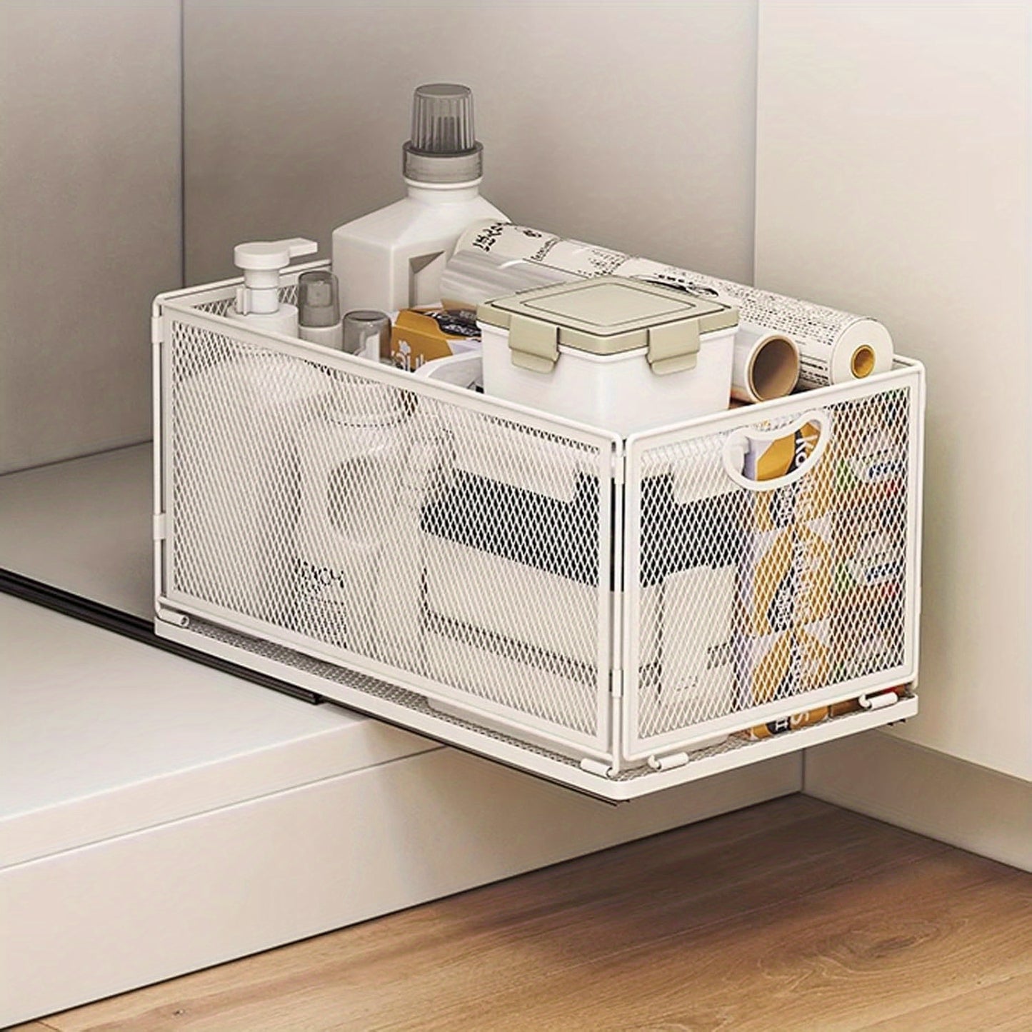 Adhesive Pull Out Cabinet Organizer Sliding Drawer Heavy Duty Kitchen Sink Pantry Storage Shelf